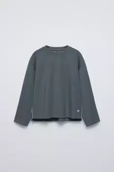 Толстовка в рубчик с модалом ZARA, антрацитово-серый