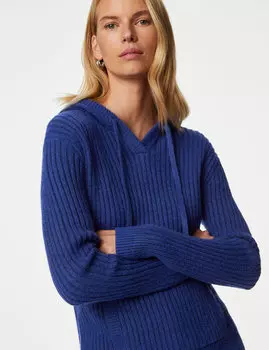 Толстовка в рубчик с V-образным вырезом Marks & Spencer, бирюзовый