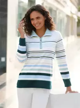 Толстовка в стиле casual Casual Looks, цвет Ecru-Kalkmint-Geringelt