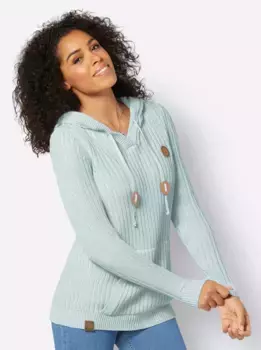 Толстовка в стиле casual "Пуловер с капюшоном" Casual Looks, цвет Kalkmint-Wei-Meliert