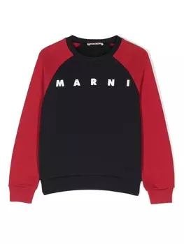 Толстовка в стиле колор-блок Marni Kids, синий