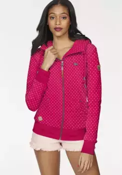 Толстовка в стиле Ragwear "NESKA DOTS O ZIP" с принтом в горошек по всей поверхности, цвет Red 4000