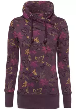 Толстовка в стиле Ragwear "НЕСКА О", свитер с капюшоном и асимметричным воротником-шалью, цвет Winered 4055