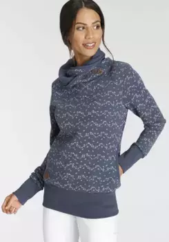 Толстовка в стиле рэгвир "ANGELLIKA PRINT O", воротник-шалька с декоративными пуговицами и боковыми карманами Ragwear, синий