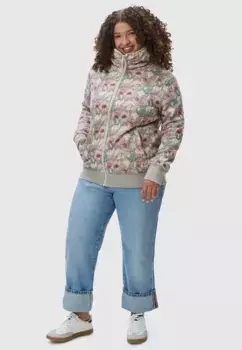 Толстовка в стиле рэгвир "Изольда Плюс", милая молния с высоким воротником и цветочным узором Ragwear, бежевый