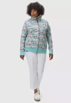 Толстовка в стиле рэгвир "Изольда Плюс", милая молния с высоким воротником и цветочным узором Ragwear, голубой