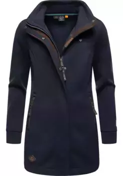 Толстовка в стиле рэгвир "Letrice Bonded", элегантная куртка на молнии с высоким воротником тонкой вязки Ragwear, цвет морской волны