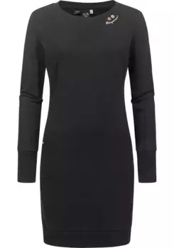 Толстовка в стиле рэгвир "Menita Organic", стильное зимнее платье с длинными рукавами Ragwear, черный