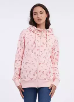Толстовка в стиле рэгвир "NESKA FLOWER ZIP COMFY" с принтом по всей поверхности и уютным капюшоном на шнурке Ragwear, розовый