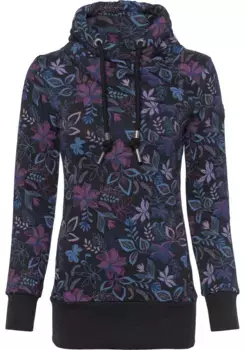 Толстовка в стиле рэгвир "НЕСКА О", свитер с капюшоном и асимметричным воротником-шалью Ragwear, черный