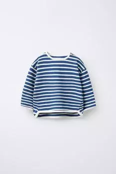 Толстовка в тканую полоску ZARA, цвет Ecru/Blue