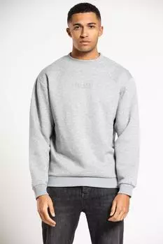 Толстовка в тон с длинными рукавами из смеси хлопка с круглым вырезом Blank Essentials, серый