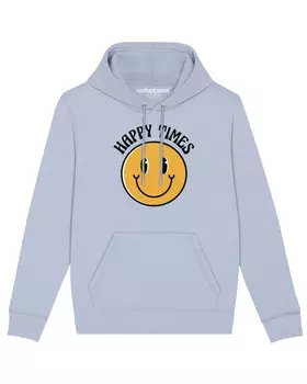 Толстовка wat? Apparel Happy times smiley emoji, цвет Serene Blue