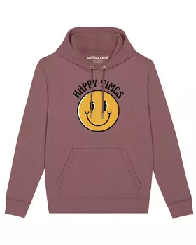 Толстовка wat? Apparel Happy times smiley emoji, цвет Kaffa Coffee