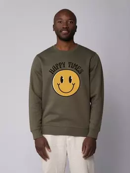 Толстовка wat? Apparel Happy times smiley emoji, хаки