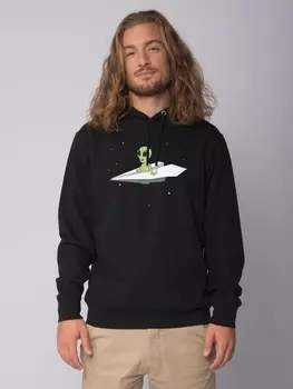 Толстовка wat? Apparel Sweatshirt Alien on a paper plane, черный