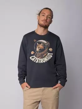 Толстовка wat? Apparel Sweatshirt Catstronaut, цвет India Ink Grey