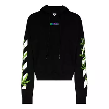 Толстовка weed arrows oversized hoodie 'black white green' Off-White, черный