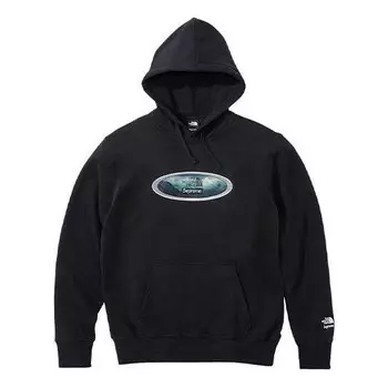 Толстовка week 9 x the north face lenticular mountains hooded sweatshirt 'black white' Supreme, черный