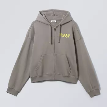 Толстовка Weekday Boxy With Zip And Print D.Floor Hypnox, серый