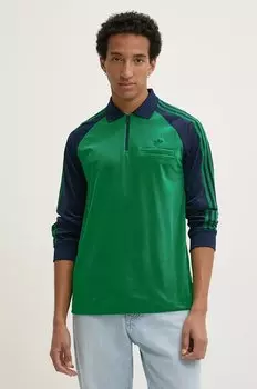 Толстовка велюровая Velour Polo Adidas Originals, зеленый