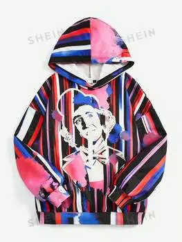 Толстовка Willy Wonka and the Chocolate Factory Shein с рисунком, розовый / синий
