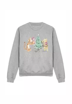 Толстовка WINNIE THE POOH TIGGER PIGLET TRIMMING THE CHRISTMAS TREE PRINT Disney, серый