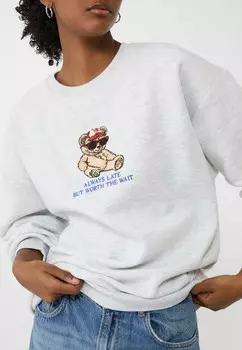 Толстовка WITH EMBROIDERED BEAR Stradivarius, серый