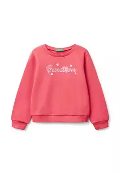 Толстовка WITH GLITTERY PRINT United Colors of Benetton, фуксия