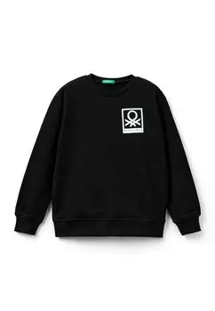 Толстовка WITH LOGO PRINT United Colors of Benetton, черный