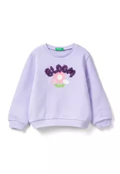 Толстовка With Petal Look Applique United Colors of Benetton, фиолетовый