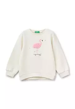 Толстовка WITH PETAL LOOK APPLIQUE United Colors of Benetton, белый