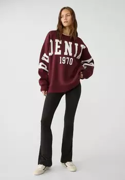 Толстовка WITH PRINTED SLOGAN Stradivarius, Бордо