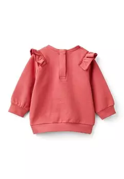 Толстовка WITH RUCHES AT FRONT AND BACK, FASHION LABEL, OPENING AT BACK WITH HEART-SHAPED BUTTON AND 2 CONCEALED SNAPS. United Colors of Benetton, розовый