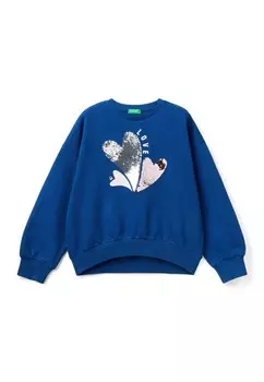 Толстовка WITH SEQUINS United Colors of Benetton, синий