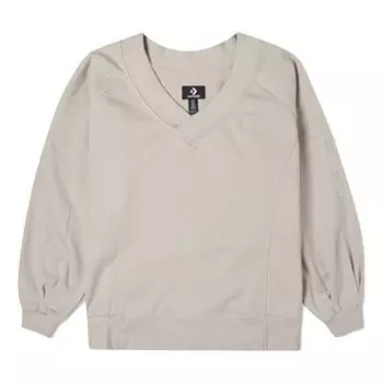 Толстовка (WMNS) Converse Solid Color Loose Knit V Neck Beige Hoodie 10022959-A05, кремовый