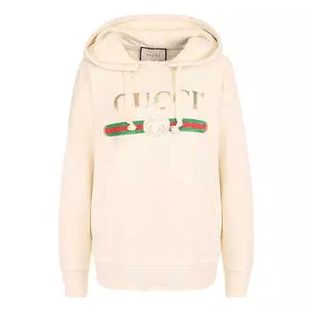 Толстовка (WMNS) GUCCI Classic Gucci Logo Hoodie 'White', белый