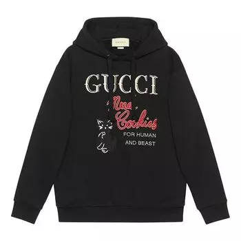 Толстовка (WMNS) GUCCI Mad Cookies Embroidered Hoodie 'Black', черный