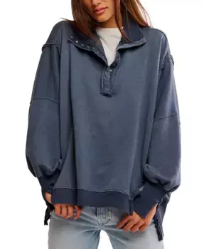 Толстовка Women's Camden Henley Balloon-Sleeve Top Free People, синий