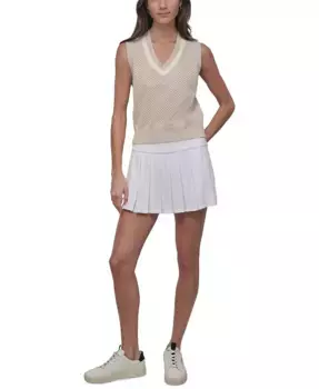 Толстовка Women's Open-Knit Sleeveless V-Neck Sweater DKNY, зеленый