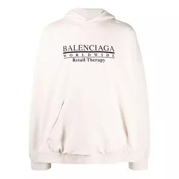 Толстовка worldwide logo popover hoodie 'chalky white black' Balenciaga, белый