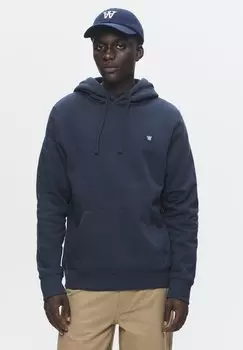 Толстовка WW ASH LOGO BADGE - Hoodie DOUBLE A BY W.W., темно-синий