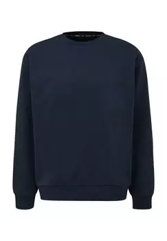 Толстовка, вышивка логотипа, ребристые манжеты, мужская QS, синий