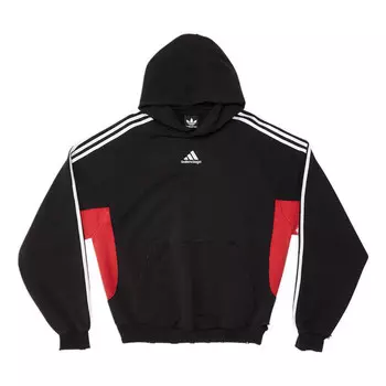 Толстовка x adidas fleece hoodie slim fit 'black red' Balenciaga, черный