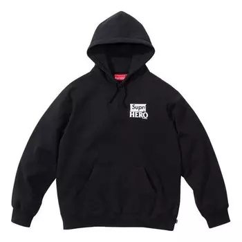Толстовка x antihero hooded sweatshirt 'black white' Supreme, черный