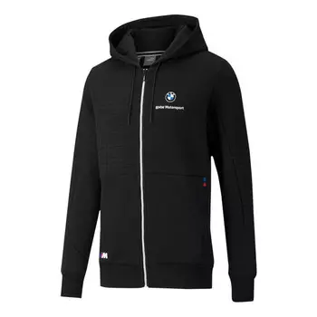Толстовка x bmw m motorsport regular fit full-zip regular fit hoodie 'black white' Puma, черный