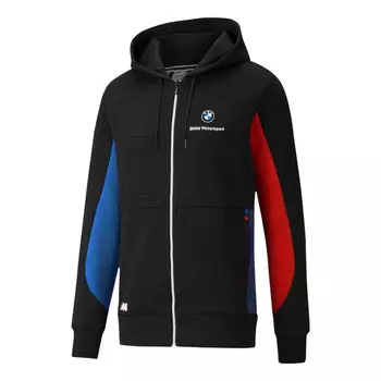 Толстовка x bmw m motorsport regular fit full-zip men's regular fit hoodie 'black red blue' Puma, черный