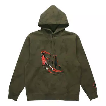 Толстовка x cactus jack by travis scott washed suede hoodie 'medium olive' Air Jordan, зеленый