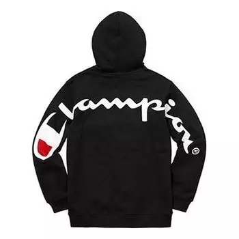 Толстовка x champion hooded sweatshirt 'black white' Supreme, черный