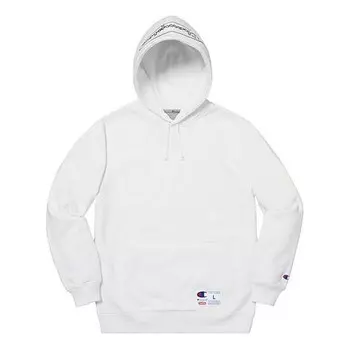 Толстовка x champion ss19 outline hooded sweatshirt white Supreme, белый